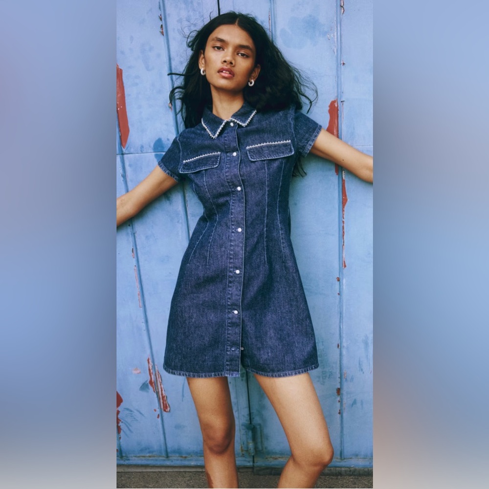 H&M Dark Blue Denim Dress